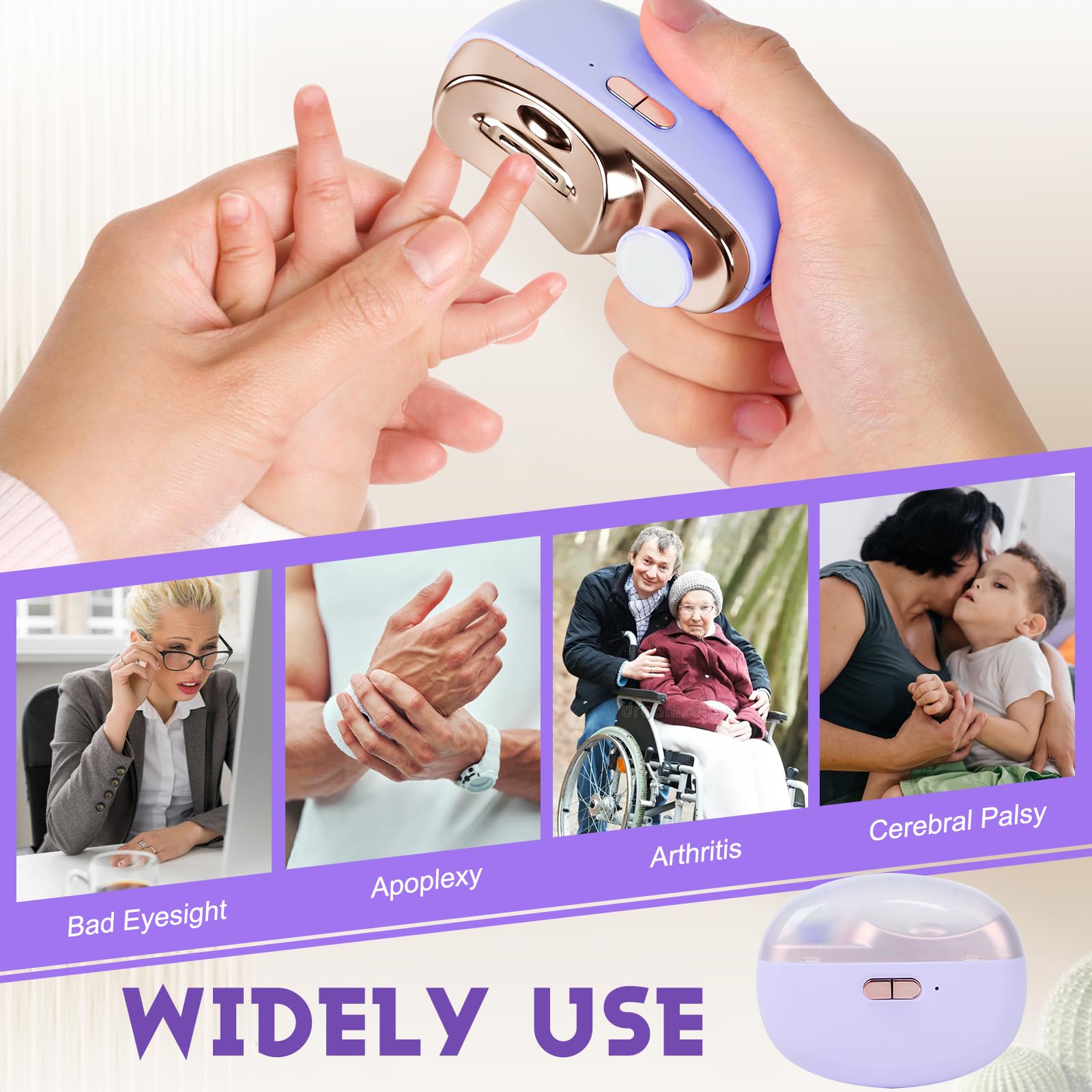 2025 Upgraded Electric Nail Clipper, Electric Nail File, 2 Speeds Automatic Nail Trimmer with LED Light & Clip Storage - USB Rechargeable for Baby, Kids, Adults, Seniors