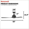 thumbnail image 2 of Honeywell Lynton 52" Ceiling Fan w/ Remote, & Reversible Blades, Matte Black, 2 of 12