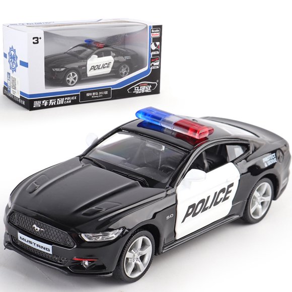 Amyove Boys 1:36 Police Car Toys Simulation 2-door Pull-back Car Model Ornaments For Children Gifts Collection