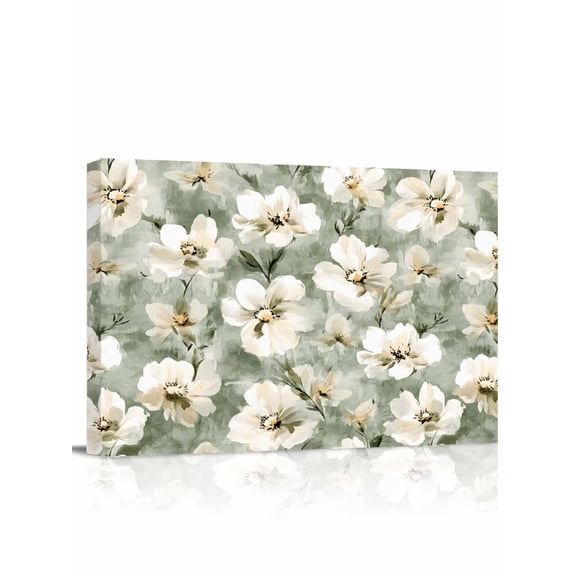 Sage Green Spring Floral Wall Art for Living Room,Canvas Picture Wall Decor for Bathroom Bedroom,Summer Botanical Flowers Painting Artwork for Office Kitchen Hallway Dining Room Home Decor 20"x24"
