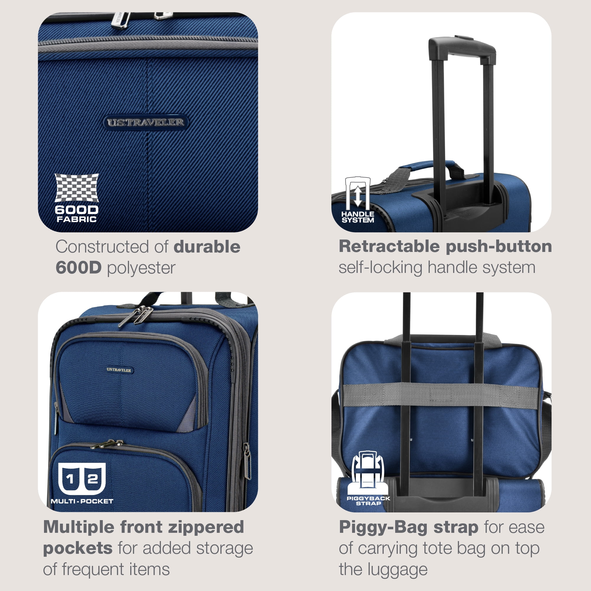 U.S. Traveler Forza Blue 2-Piece Softside Luggage Set with Spinner Wheels and 21 U.S. Traveler Forza Blue 2-Piece Softside Luggage Set with Spinner Wheels and 21
