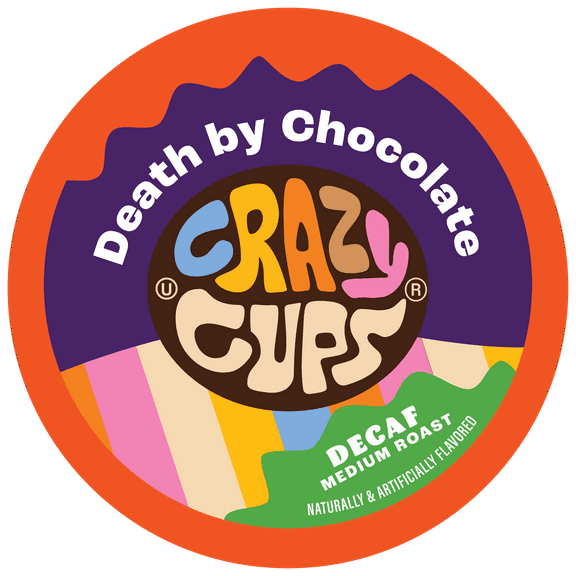 Crazy Cups Decaf Death by Chocolate Coffee Pods, 80 Count for Keurig K Cup Machines