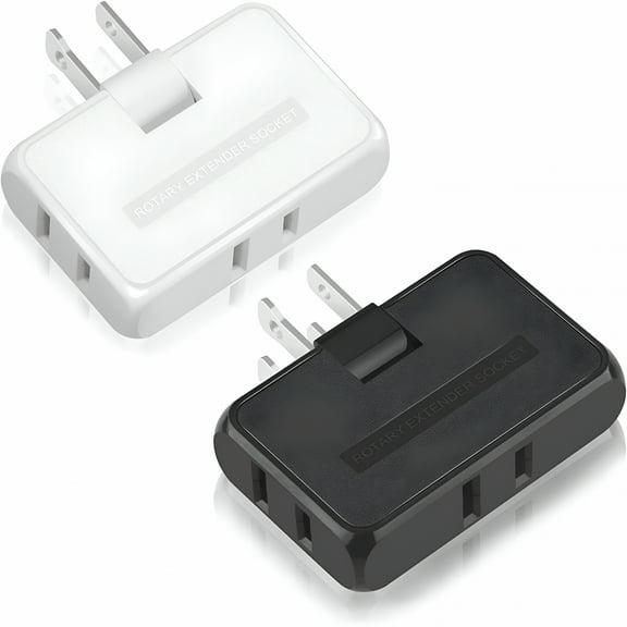 FACEGA 3 Way Flat Outlet Adapter. 2-Prong Swivel Indoor Mini Wall Tap Outlet Splitter AC Adapter. Flat Plug Adapter Perfect for Using in Limited Space. Type A (White, Black)