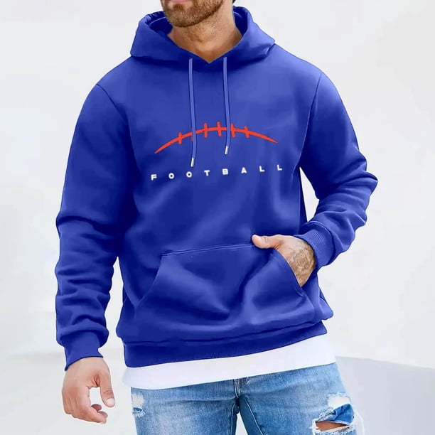 WILLBEST Sudaderas Navideñas Male Rugby Print Sweatshirt Long Sleeve Hooded Sweatshirt Grande