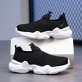 thumbnail image 2 of Djtdsds Kids Solid Color Knit Slip-On Sneakers Breathable Lightweight Casual Running Shoes Size:5.5-6 Years, 2 of 9