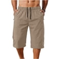 thumbnail image 3 of Jessboyy Mens Long Shorts Below the Knee Elastic Waist Workout Shorts with Zipper Pockets Summer Casual Straight Leg Hiking Capri Shorts Brown,XXL, 3 of 6