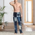 thumbnail image 2 of Gaeub Indigo Patchwork Quilt Print Mens Pajama Pants,Lounge Pants With Pockets And Drawstring-X-Large, 2 of 6