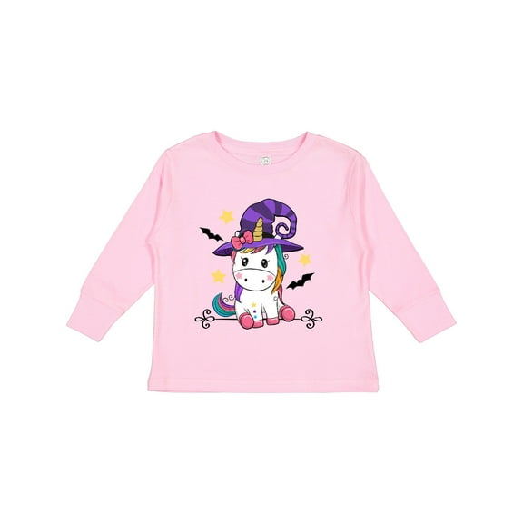 Inktastic Halloween Girls Unicorn Witch Girls Long Sleeve Toddler T-Shirt