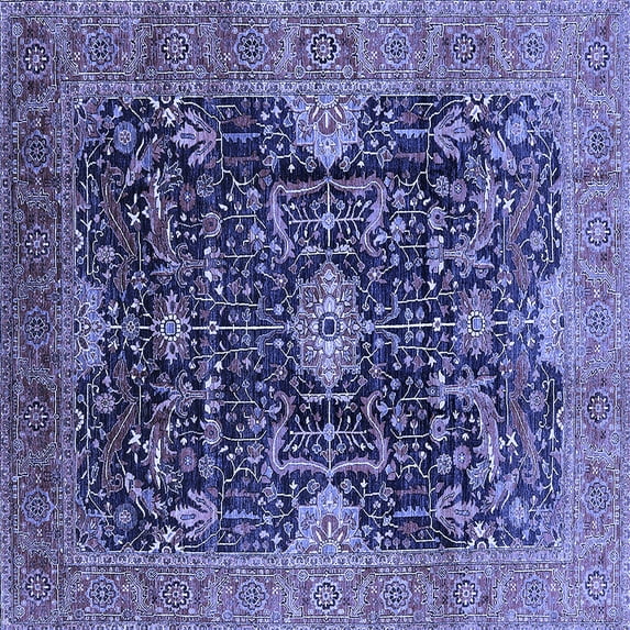 Ahgly Company Indoor Square Oriental Blue Industrial Area Rugs, 5' Square