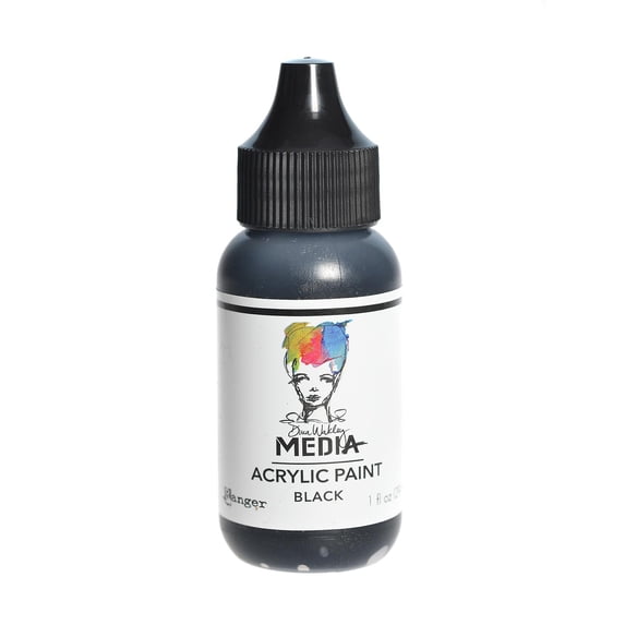 Dina Wakley Media Heavy Body Acrylic Paints 1 oz., bottle, black (pack of 6)