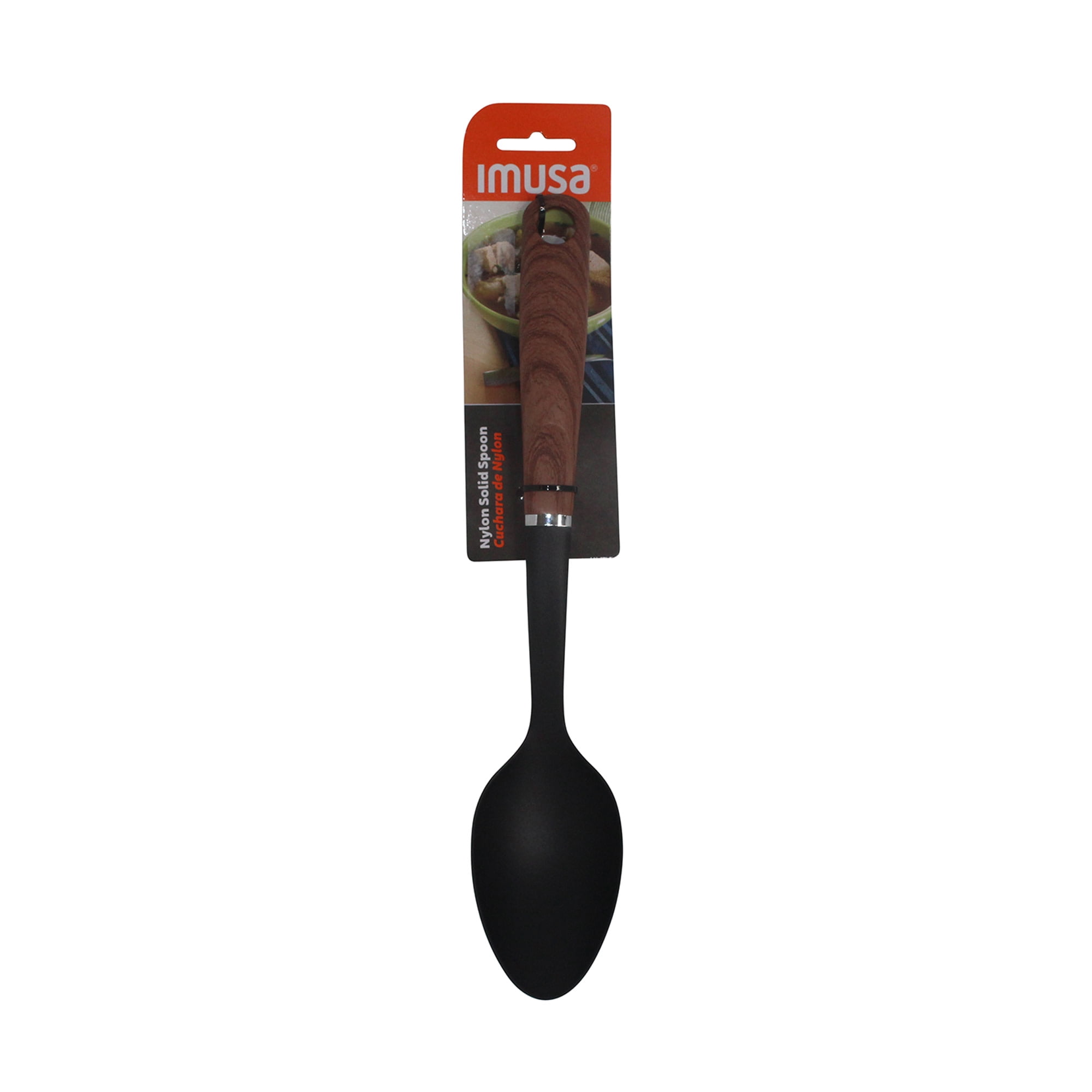 (4 pack) (4 pack) IMUSA Chef WL Solid Spoon with Wood Look Handle