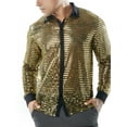 thumbnail image 3 of Seyurigaoka Men's 70s Shiny Sequins Disco Shirts Dude Costumes Long Sleeve Button Down Nightclub Party Costume, 3 of 6