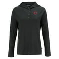 thumbnail image 2 of Women's Cutter & Buck Black Cincinnati Reds  Coastline Epic Comfort Eco Recycled Hoodie Raglan Long Sleeve T-Shirt, 2 of 3