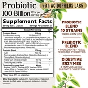 Premium Probiotics - 100 Billion CFU Per Serving - 10 Strains + Prebiotics - Best Women & Men's Gut Health Supplement, Supports Immune - Digestive Health & Occasional Constipation & Gas - 60 Capsules