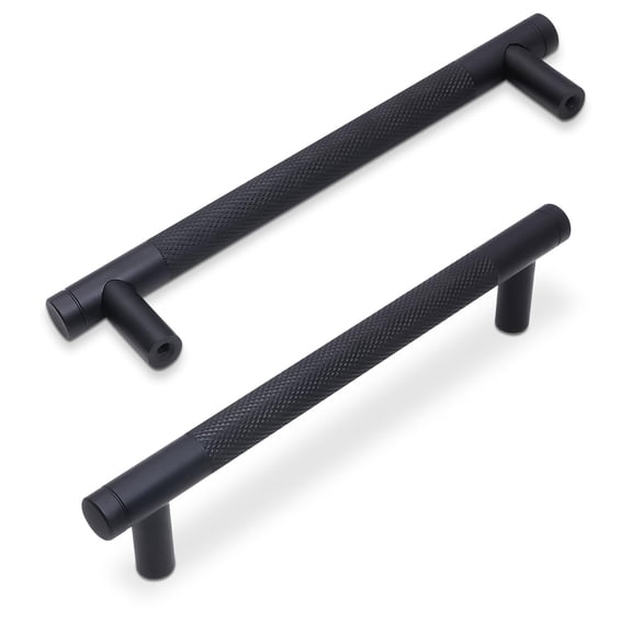 BUKOBYHE 10 Pack 5Inch Matte Black Kitchen Cabinet Handles Knurled Cabinet Pulls Black Drawer Pulls Kitchen Hardware C63