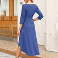 thumbnail image 2 of Women's Wrap V Neck 3/4 Sleeve Belted Maternity Dress High Waist Midi Dress, 2 of 4