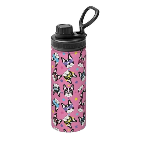 

Hirioo Colorful Cute French Bulldog for 18oz Sports Insulated Kettle for Gym Hiking Camping Running Mountain Bike Outdoor Sports