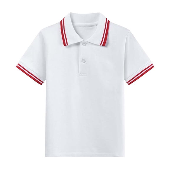 KyCheLot Boy's School Uniform Shirts Classic Short Sleeve Button Collared Casual Breathable Cotton T Shirts 3-15 Years