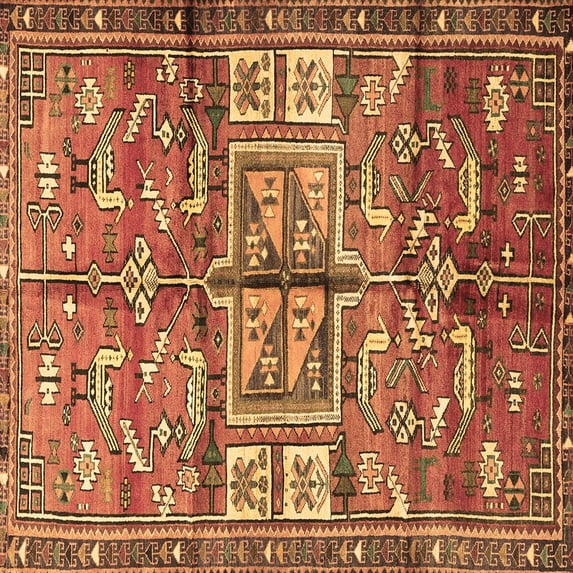 Ahgly Company Indoor Square Animal Brown Traditional Area Rugs, 5' Square