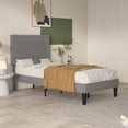 thumbnail image 3 of VECELO Twin Size Platform Bed Frame with Adjustable Height Upholstered Headboard, Strong Wood Slat Support, No Box Spring Needed, Dark Gray, 3 of 13