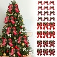 thumbnail image 3 of BinKFF 6 Pcs Christmas Bows with Pine Cones Pine Needles Xmas Buffalo Plaid Bows Black White Plaid Ribbon Christmas Tree Wreath Decoration for Xmas Parties Indoor Outdoor DIY Decor, 3 of 3