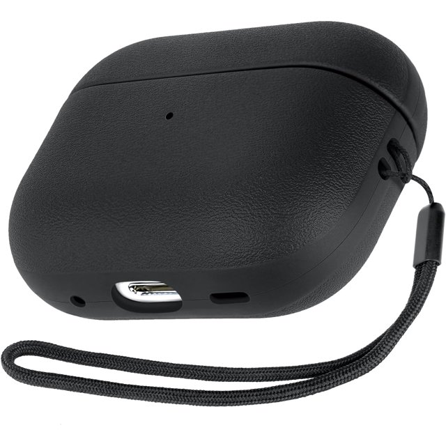 Funda mejorada para Airpods Pro, funda protectora de cuerpo completo con textura de cuero para Apple Airpods Pro, carga inalámbrica y LED frontal visible (negro mate)