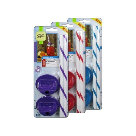 Sip Straw - Ball Jar Sip & Straw Lids 2pc Regular Mouth Astd