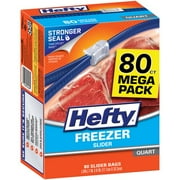 Hefty Slider Freezer Bags, Quart Size, 80 Count