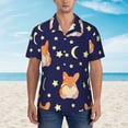 thumbnail image 4 of Lsque Corgi Lying With Moons And Stars pattern Hawaiian Shirt for Men, Unisex Summer Beach Casual Short Sleeve Button Down Shirts-Large, 4 of 9