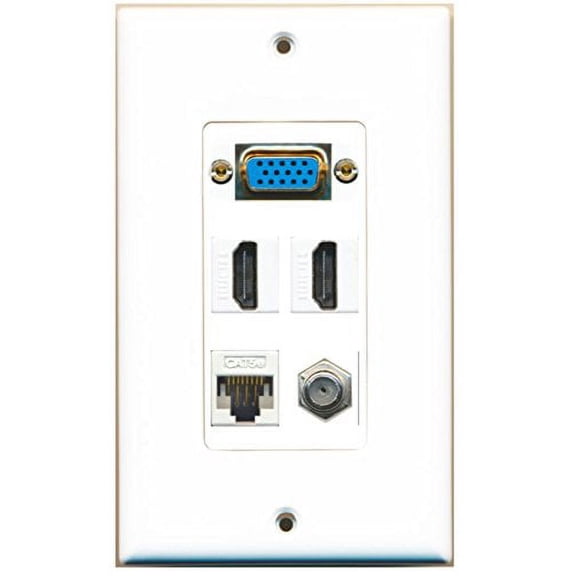 RiteAV (1 Gang Decorative Svga 2 HDMI Coax Cat5e White Wall Plate White