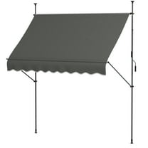GVN Patio Awning, Outdoor Sun Shade Shelter Cover Awnings,8' x 4' Manual Retractable Awning, Non-Screw Patio Awning, UV Resistant, Dark Gray