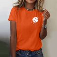 thumbnail image 4 of Loose Fit T-Shirts Casual Fashion Women'S T Shirt Weekends Coffee European And American Letter Print Short Sleeve,Orange Women T Shirt 3XL, 4 of 4