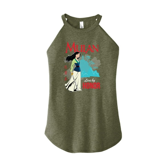 Disney Mulan - Live By Honor - Juniors High Neck Tank Top