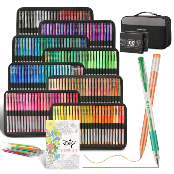 400 Stylos Gel pour Livres de Coloriage pour Adultes, 200 Stylos Gel Colorés Incluent 200 Recharges avec 40 % Plus d'Encre, Ensemble de Stylos Gel Pailletés pour Livres de Coloriage, Dessin, Journal, Scrapbooking, Fournitures d'Art
