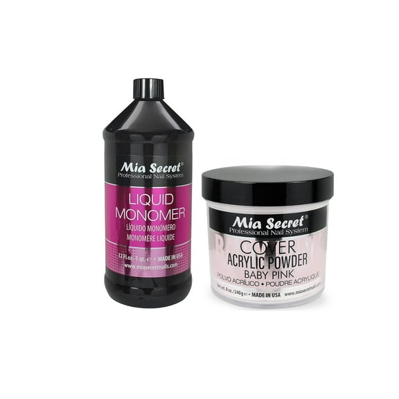 Mia Secret - Liquid Monomer 32oz. & Cover Acrylic Powder Baby Pink 8oz. - Combo