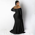 thumbnail image 4 of AURA Women Plus Size V Neck Split Maxi Dress Long Sleeve Elegant Evening Party Dress, 4 of 5