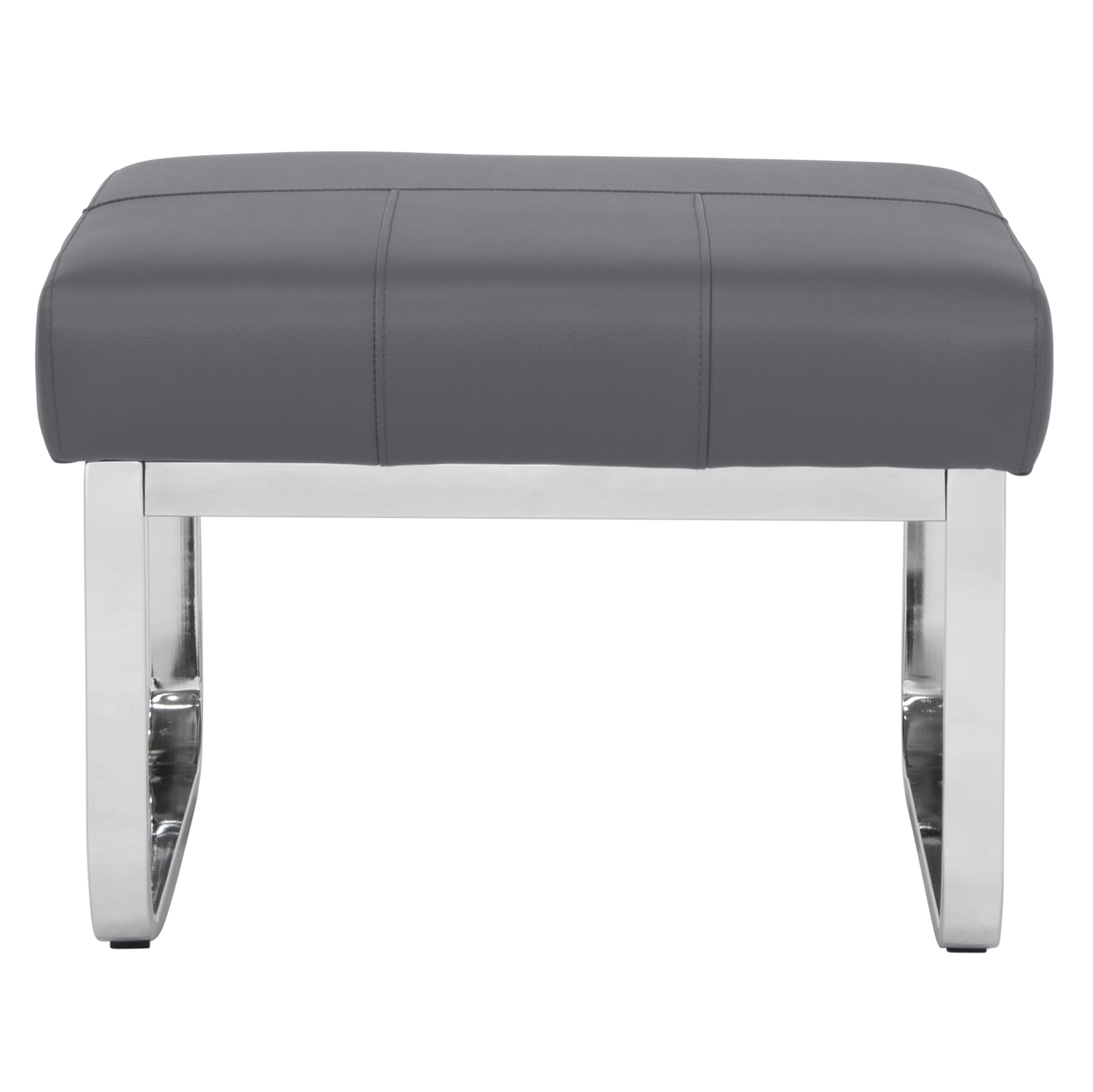 Studio Designs Home Allure Modern Blended Leather Ottoman, Gray