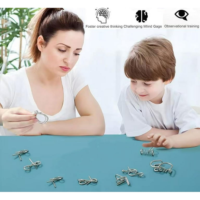 Metal Wire Puzzle Set of 24 with Pouch,Brain Teaser IQ Test