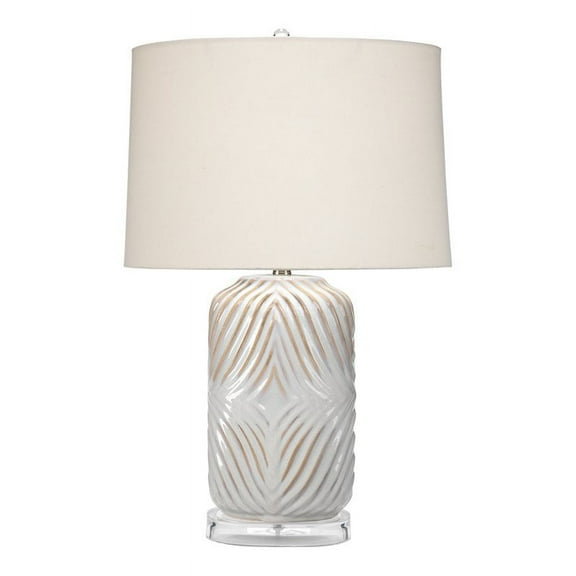 Eden Home Traditional Ceramic Table Lamp in White and Natural Finish