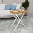 thumbnail image 4 of Bambloom Foldable TV Tray Table, Bamboo Sofa Side Table with Built-in Steel Handles, Portable Snack Table with Detachable Tray, No Assembly Required, 4 of 6
