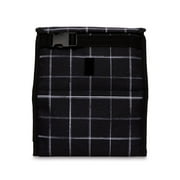PackIt Freezable Lunch Bag, Black Grid, Built with EcoFreeze Technology, Foldable, Reusable, Zip and Velcro Closure with Buckle Handle, Perfect for Lunches Large