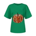 thumbnail image 4 of qolati Halloween Sequin Pumpkin Women Tops Retro Fall Print Crew Neck T-Shirt Thanksgiving Day Going Out Sweatshirts for Women, 4 of 5