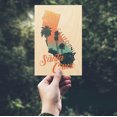 thumbnail image 2 of Santa Cruz, California, State Abstract, Palm Scene, Contour (4x6 Birch Wood Postcards, 2-Pack Stationary, Rustic Home Wall Decor), 2 of 5