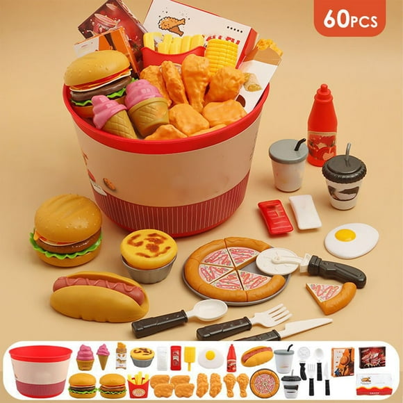 Agiferg Educational Toys Montessori Learning Toys, STEM Cognitive Development Games, Play Home Toy Simulation Burger Set Breakfast Fast Food Set Kitchen Cooking Set Toy Gift