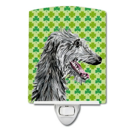 

Caroline s Treasures SC9741CNL Scottish Deerhound Lucky Shamrock St. Patrick s Day Ceramic Night Light 6x4x3