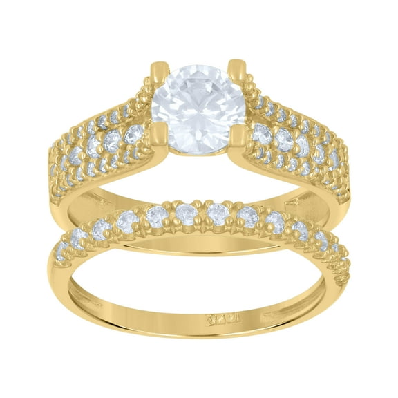 10kt 10k Two-Tone Gold Womens Round Cubic Zirconia Bridal Ring Set
