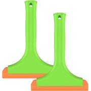 2Pcs Silicone Squeegee Auto Water Blade Reusable Durable Water Wiper Handheld Portable Shower Squeegee Lightweight Car Windshield Squeegee with Long Handle for Car Auto Cleaning(Light green)