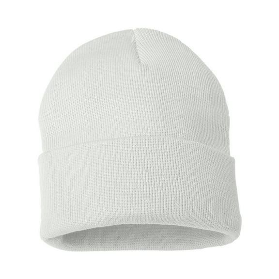 Sportsman Winter Cuffed Beanie of Solid 12 Inch for Unisex - GR12, Warm Hats White Beanie Cap, One Size