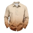 thumbnail image 4 of CCRFTGI Men's Shirts Button Down Long Sleeve Business Casual Dress Shirt Wrinkle Free Stretch Lightweight Texture Light Brown 5XL, 4 of 5