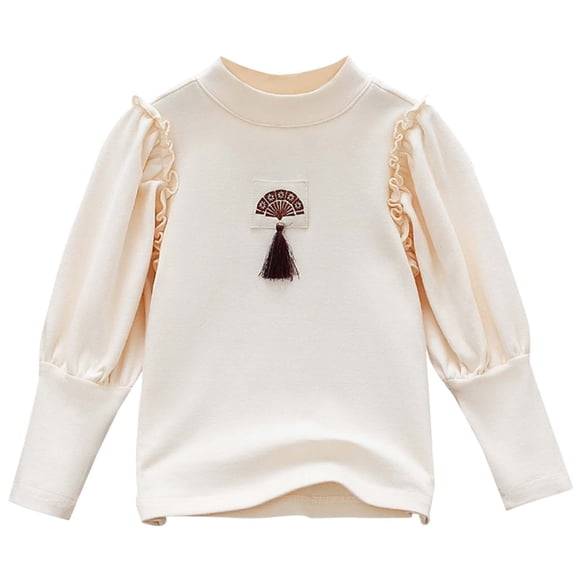 Kukoosong Girls Long Sleeve Crew Neck Cotton Tops Toddler Girls Clothes Casual Print Sweatshirt Pullover Tops Fall Winter Basic Layering Tee for 3 Years